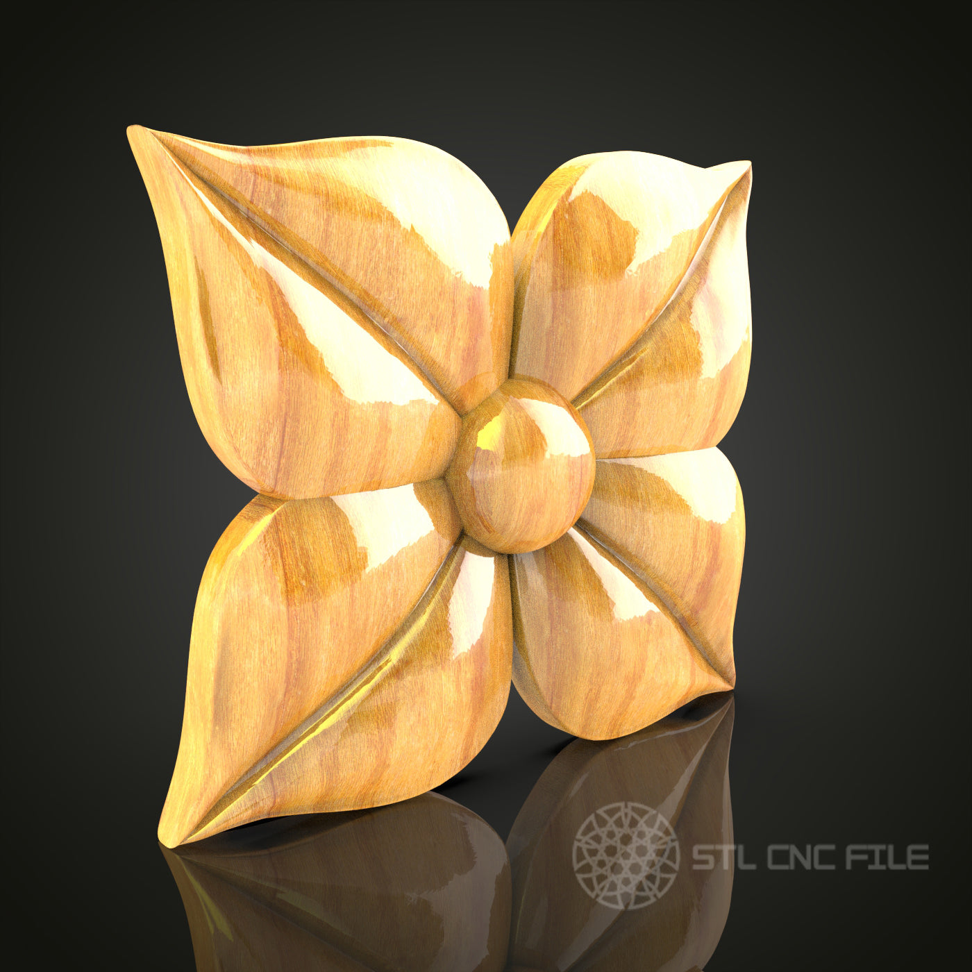 Folded Petal Flower STL Model for CNC Router - Elegant Wood Wall Decor, Artcam, Aspire, CNC Files