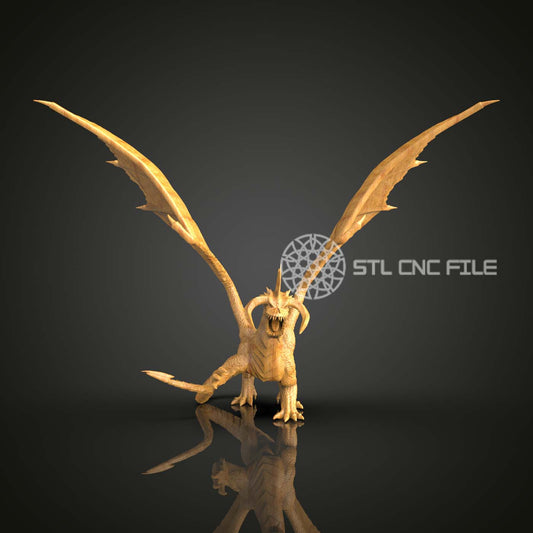 Fierce Dragon Wings STL Model for CNC Wood Carving, Engraving File Compatible with Artcam Aspire, Dramatic Wooden Wall Art Decor