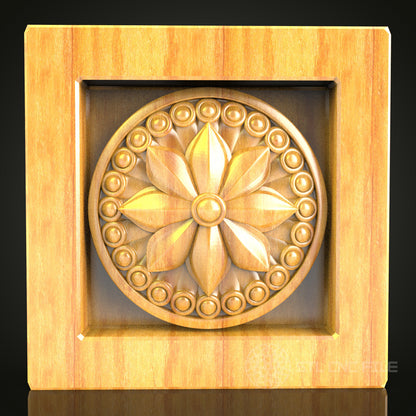 Floral Circle Relief STL Model for CNC Router - Sophisticated Wooden Decor, Artcam, Aspire, CNC Files