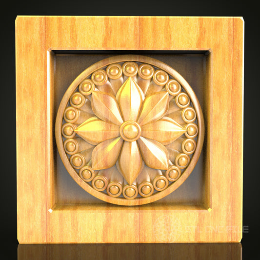 Floral Circle Relief STL Model for CNC Router - Sophisticated Wooden Decor, Artcam, Aspire, CNC Files