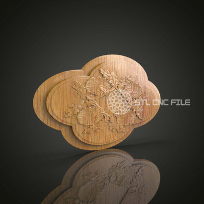 Floral Cloud STL File for CNC Carving, Wooden Wall Art, CNC Router Artcam Aspire, Elegant Home Decor, Woodworking CNC Pattern, 3D Model for Wall Decoration