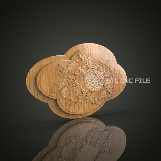 Floral Cloud STL File for CNC Carving, Wooden Wall Art, CNC Router Artcam Aspire, Elegant Home Decor, Woodworking CNC Pattern, 3D Model for Wall Decoration