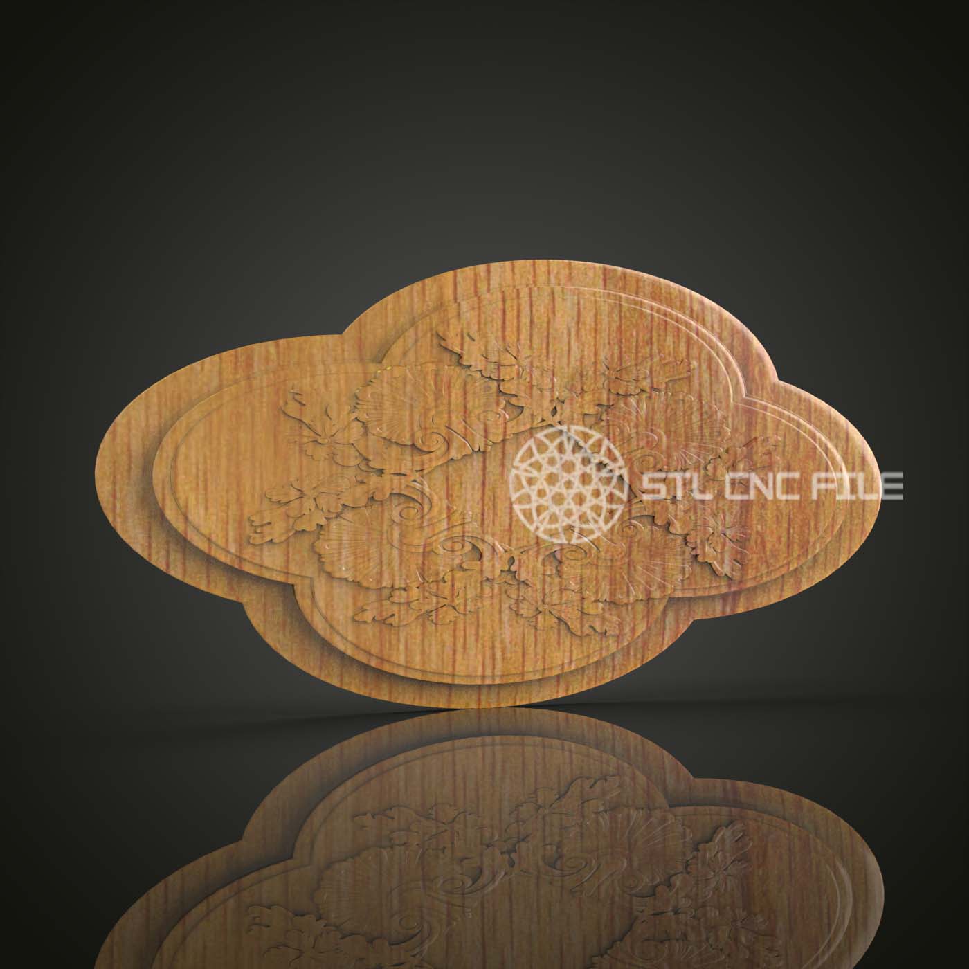 Floral Cloud STL File for CNC Carving, Wooden Wall Art, CNC Router Artcam Aspire, Elegant Home Decor, Woodworking CNC Pattern, 3D Model for Wall Decoration