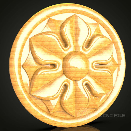 Floral Emblem STL for CNC, Elegant Petal Carving Design, Wood Artcam Aspire Model, Blossom Wall Accent, Botanical Art CNC File, Decorative Wooden Plaque