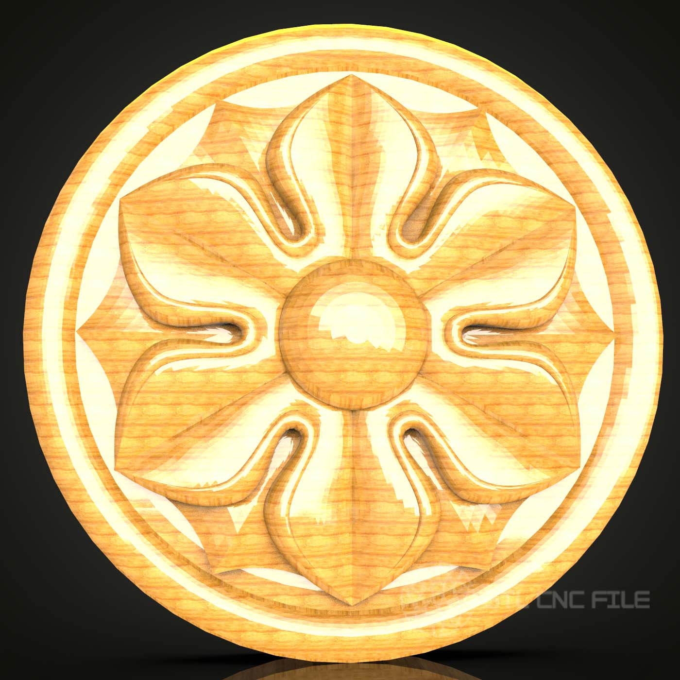 Floral Emblem STL for CNC, Elegant Petal Carving Design, Wood Artcam Aspire Model, Blossom Wall Accent, Botanical Art CNC File, Decorative Wooden Plaque