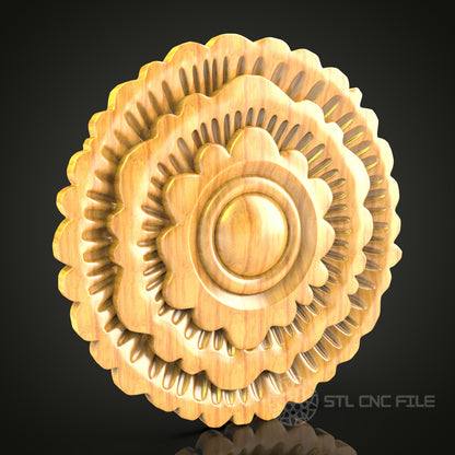 Floral Layered Medallion STL Model, CNC Router Engraver Design, Artcam Aspire Wood Wall Decor