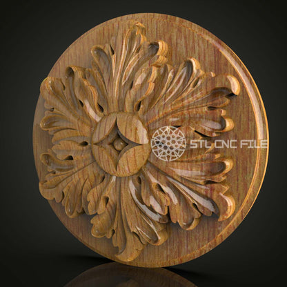 Floral Mandala STL File - Decorative CNC Carving Design