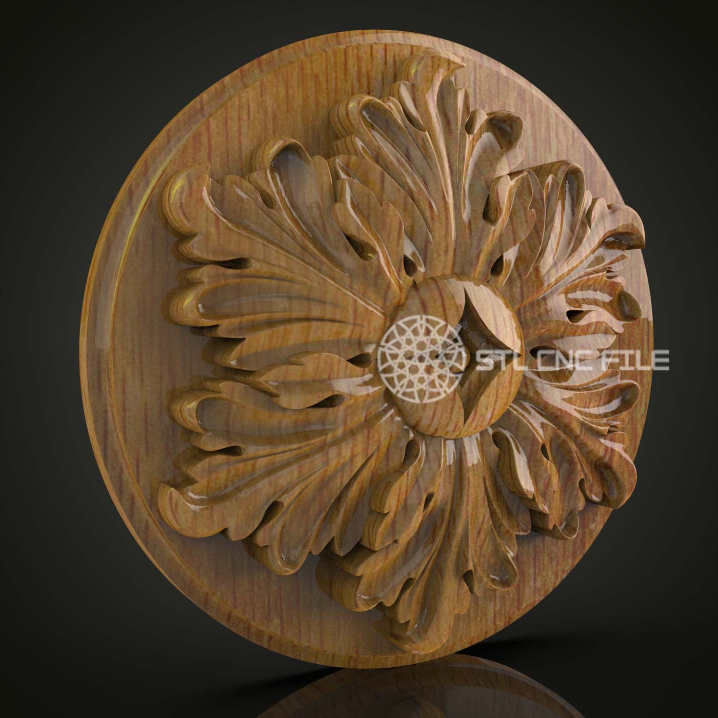 Floral Mandala STL File - Decorative CNC Carving Design
