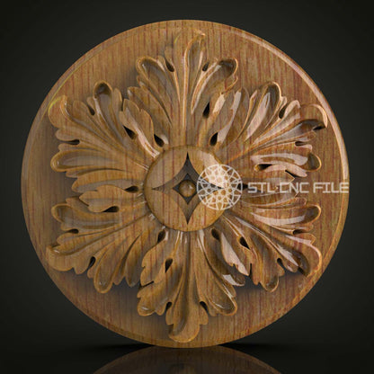 Floral Mandala STL File - Decorative CNC Carving Design