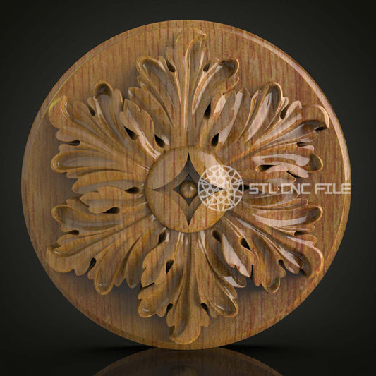 Floral Mandala STL File - Decorative CNC Carving Design