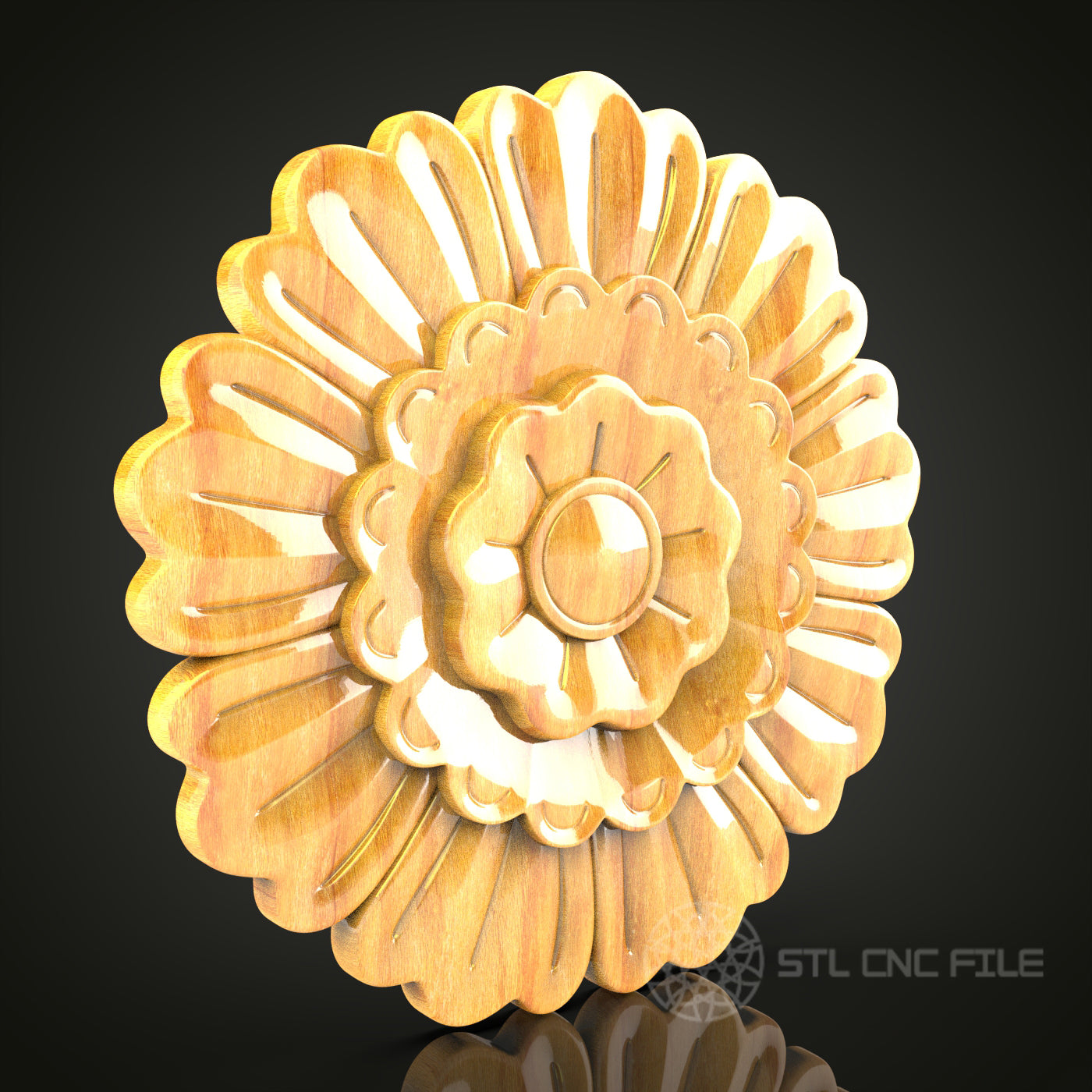 Floral Medallion STL Model for CNC Routers and Engravers