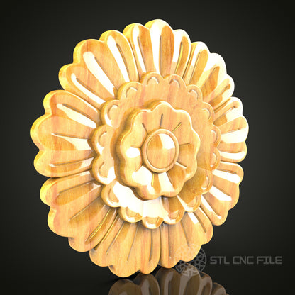Floral Medallion STL Model for CNC Routers and Engravers