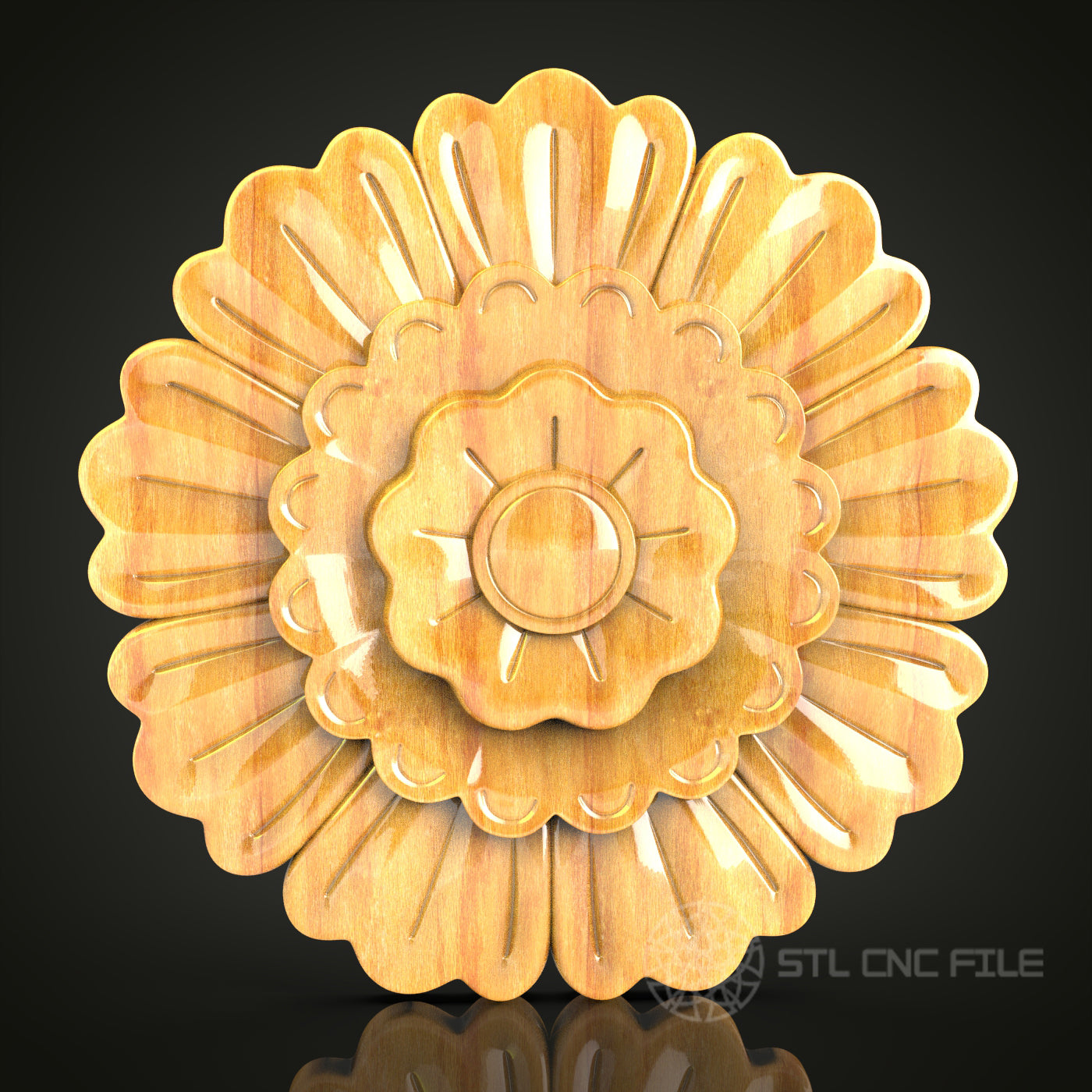 Floral Medallion STL Model for CNC Routers and Engravers