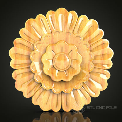 Floral Medallion STL Model for CNC Routers and Engravers