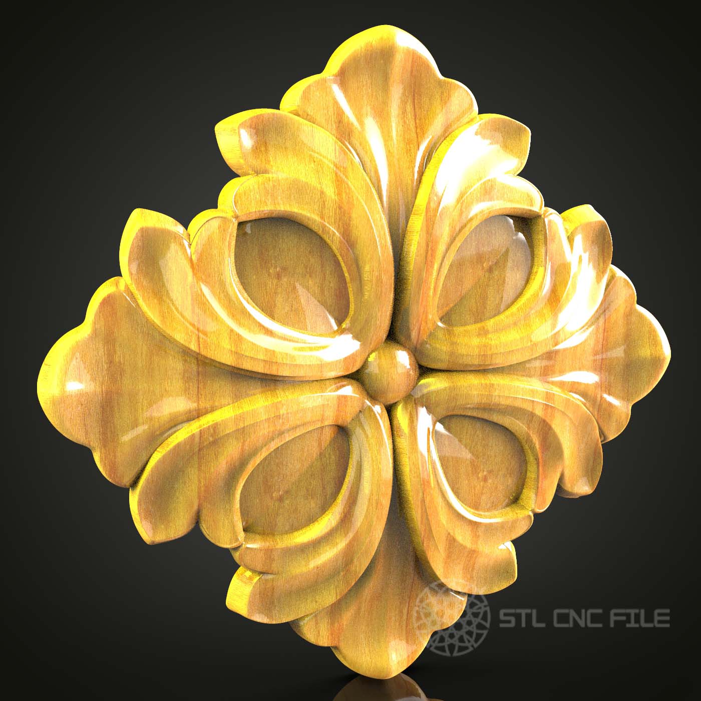 Floral Rosette STL Model for CNC Router - Decorative Wood Art for Artcam, Aspire