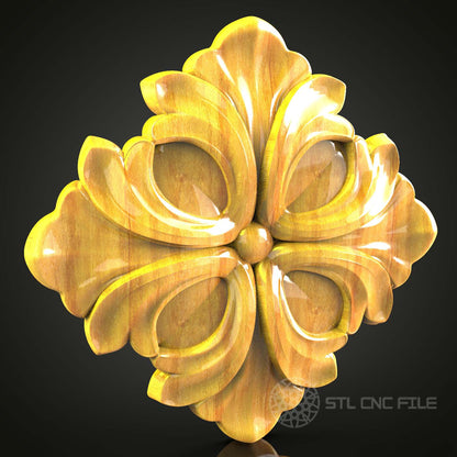 Floral Rosette STL Model for CNC Router - Decorative Wood Art for Artcam, Aspire