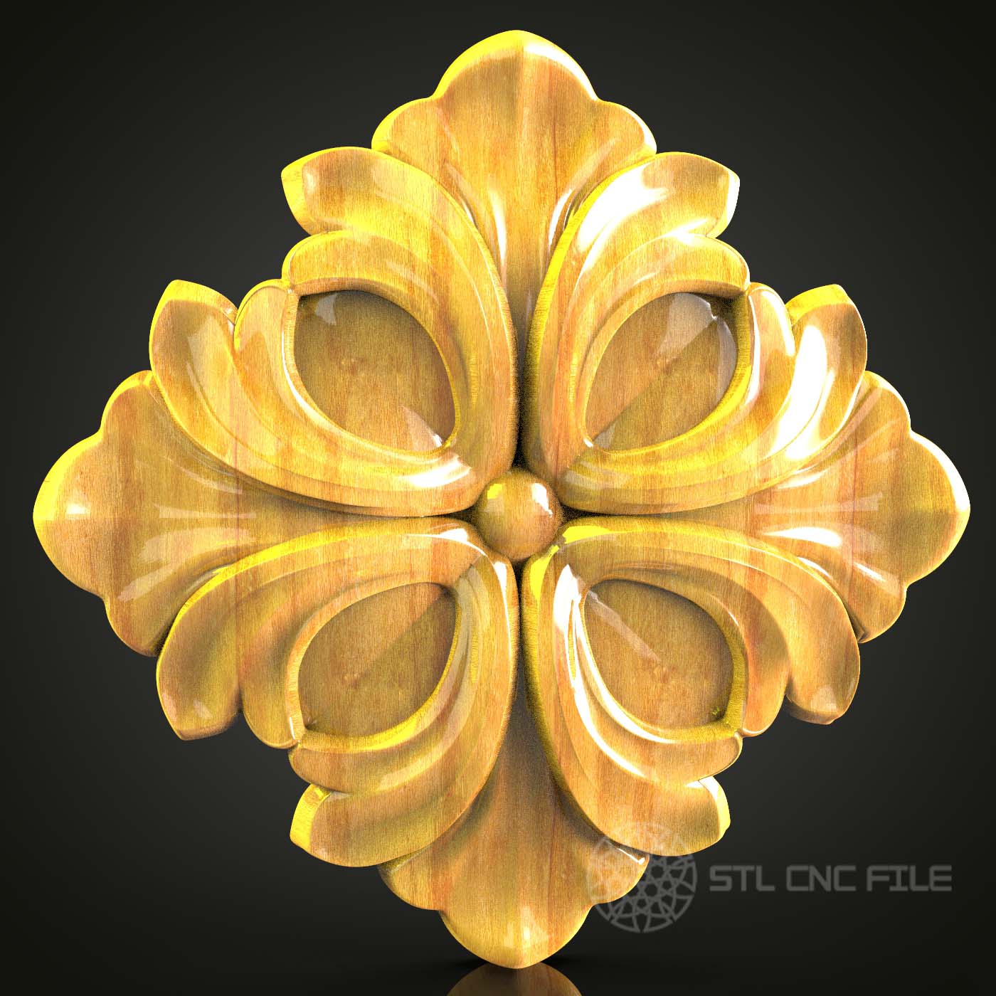 Floral Rosette STL Model for CNC Router - Decorative Wood Art for Artcam, Aspire