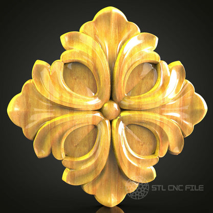 Floral Rosette STL Model for CNC Router - Decorative Wood Art for Artcam, Aspire