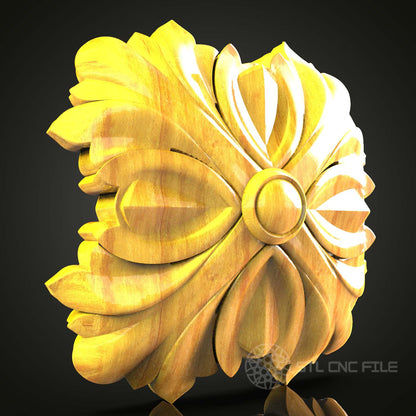 Floral Rosette STL Model for CNC Router - Elegant Wood Art Wall Decor, Compatible with Artcam, Aspire