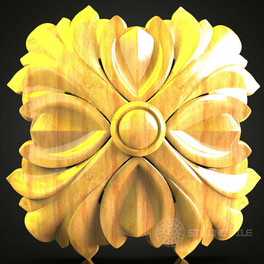 Floral Rosette STL Model for CNC Router - Elegant Wood Art Wall Decor, Compatible with Artcam, Aspire