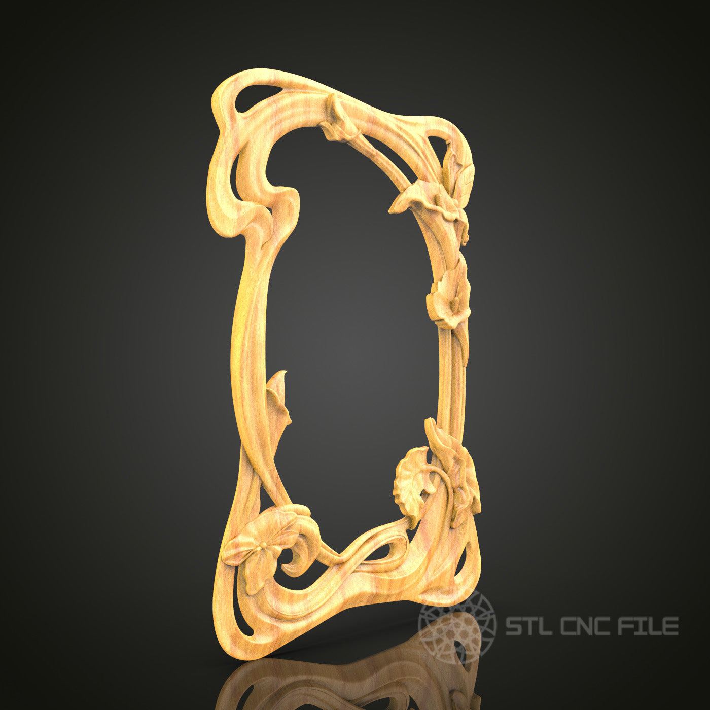 Floral Vine Decorative Frame STL Model for CNC Routers, Artcam Aspire Files, Elegant Wood Wall Art