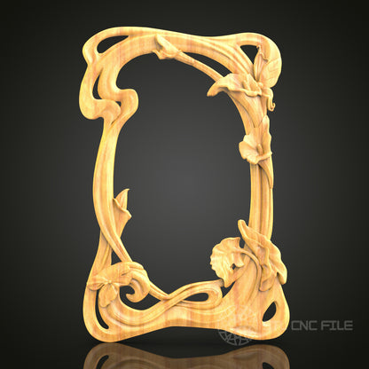 Floral Vine Decorative Frame STL Model for CNC Routers, Artcam Aspire Files, Elegant Wood Wall Art