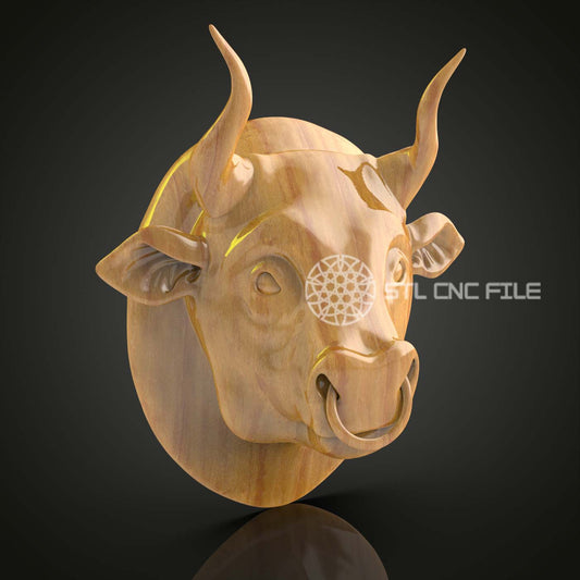 Gentle Bull - Friendly Bovine STL Model, CNC Router Artcam/Aspire File, Rustic Farmhouse Wall Decor