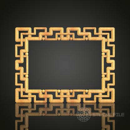 Geometric Art Deco-Style Mirror Frame STL Model for CNC Router - Modern Wood Art Decor, Compatible with Artcam, Aspire