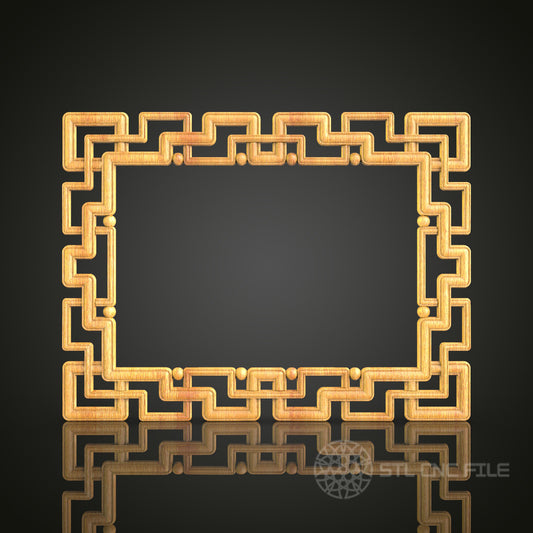 Geometric Art Deco-Style Mirror Frame STL Model for CNC Router - Modern Wood Art Decor, Compatible with Artcam, Aspire