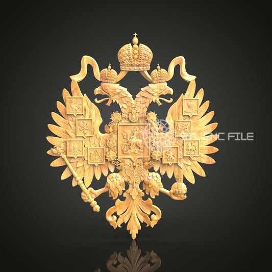 Golden Double-Headed Dragon 3D STL Model, CNC Router Engraver, Timepiece Artwork, Woodworking Files, Home Decor, CNC Files