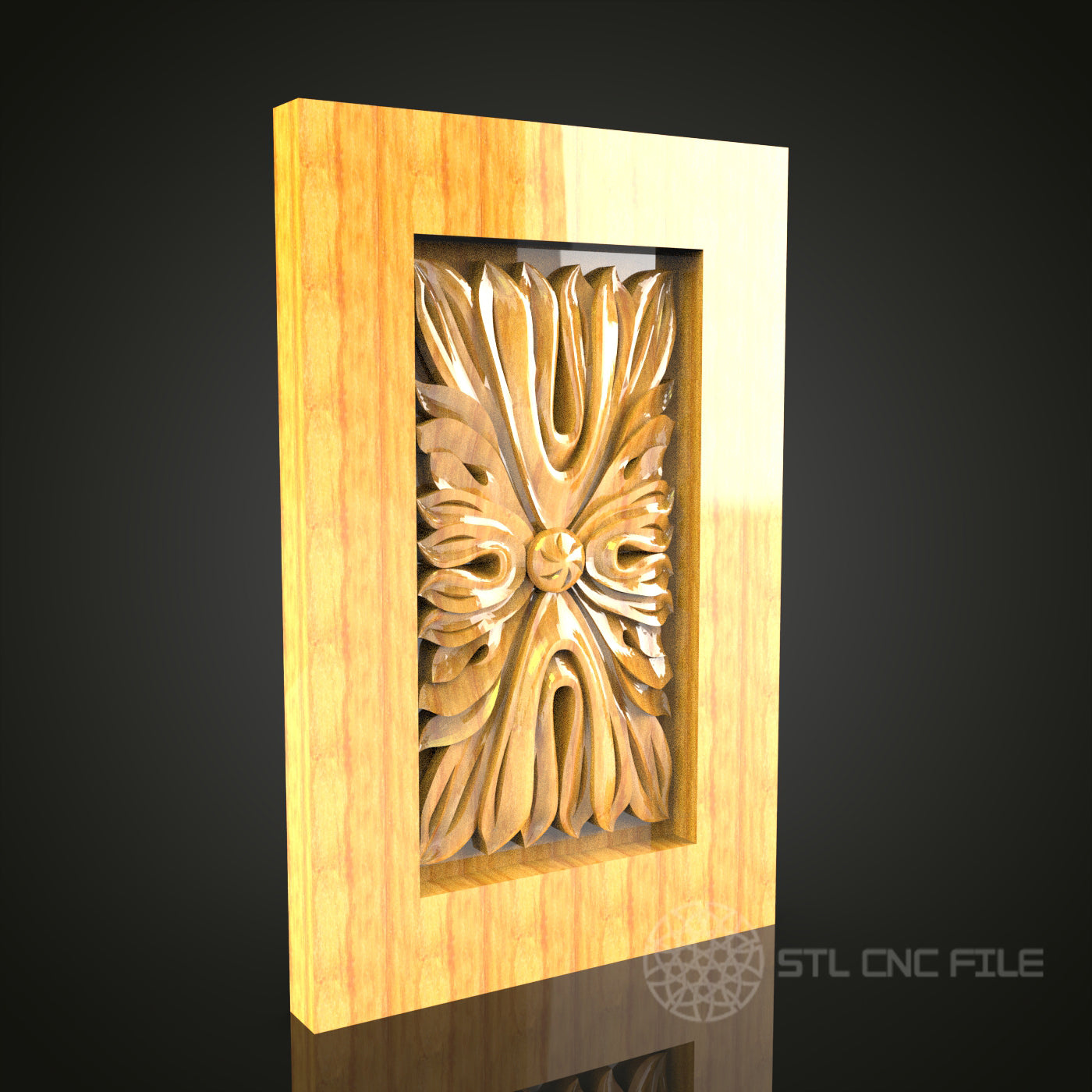 Gothic Arch Leaf Motif STL Model for CNC Wood Engraving