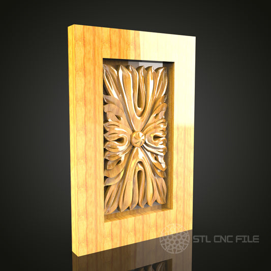 Gothic Arch Leaf Motif STL Model for CNC Wood Engraving