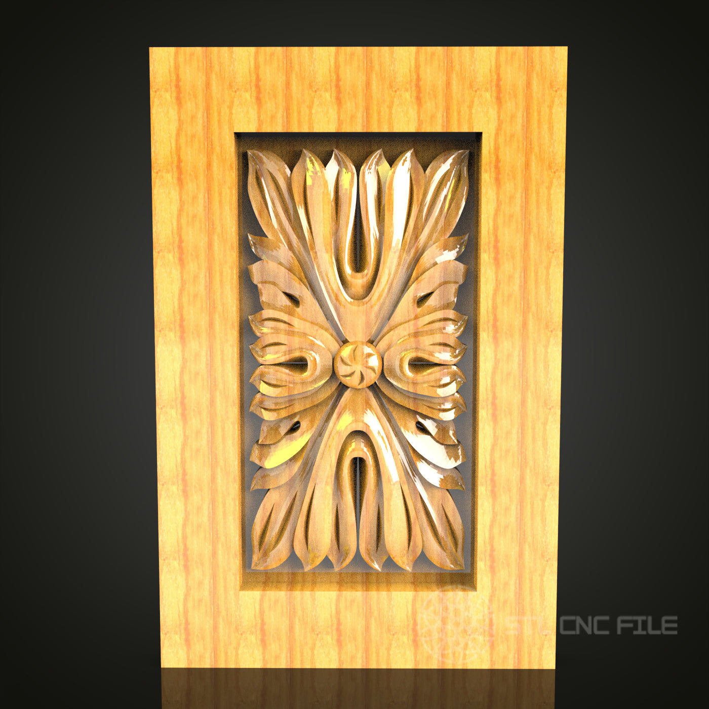 Gothic Arch Leaf Motif STL Model for CNC Wood Engraving