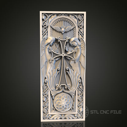 Gothic Sword and Angels STL Model for CNC Router, Artcam, Aspire, Spiritual Wall Art