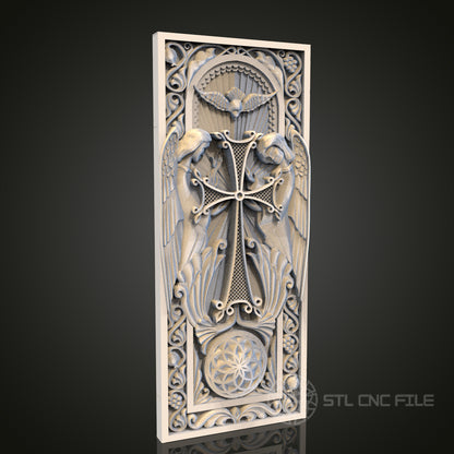 Gothic Sword and Angels STL Model for CNC Router, Artcam, Aspire, Spiritual Wall Art
