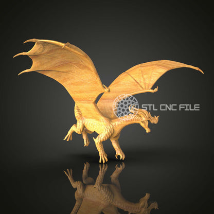 Grand Dragon STL File for CNC Wood Carving, Artcam Aspire Router Model, Mythical Creature Wall Art, Majestic Wooden Decor Design