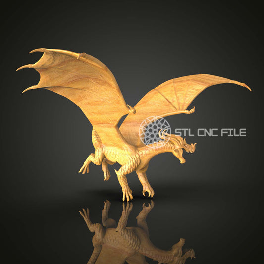Grand Dragon STL File for CNC Wood Carving, Artcam Aspire Router Model, Mythical Creature Wall Art, Majestic Wooden Decor Design