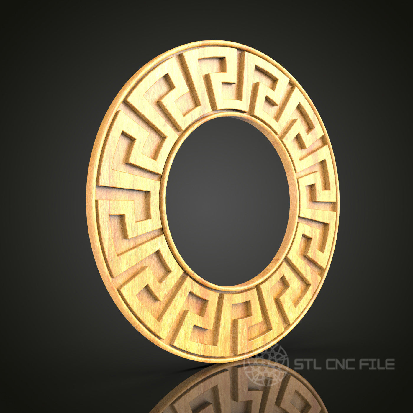 Greek Key Round Frame STL Model for CNC Router, Artcam Aspire Compatible, Classical Wall Art