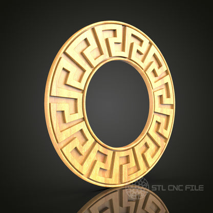 Greek Key Round Frame STL Model for CNC Router, Artcam Aspire Compatible, Classical Wall Art