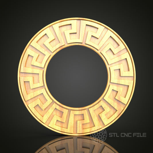 Greek Key Round Frame STL Model for CNC Router, Artcam Aspire Compatible, Classical Wall Art