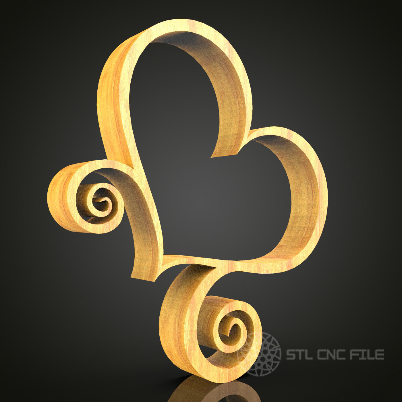 Heart Swirl Decorative Frame STL Model for CNC Router, Artcam Aspire Compatible, Romantic Wall Art