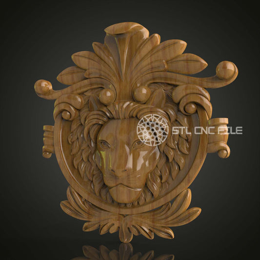 Heraldic Lion Crest 3D STL Model, Perfect for CNC Engraving, Artcam & Aspire, Wood Art for Sophisticated Wall Decor