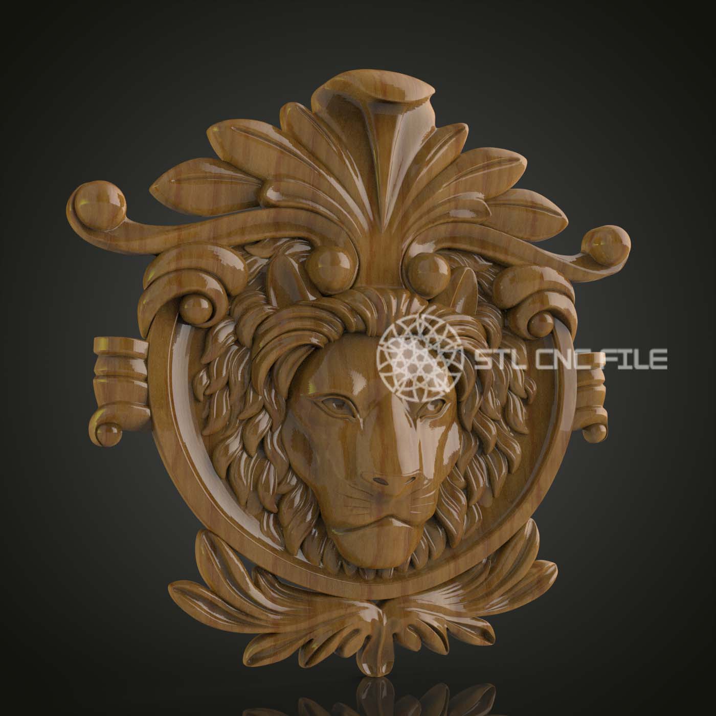 Heraldic Lion Crest 3D STL Model, Perfect for CNC Engraving, Artcam & Aspire, Wood Art for Sophisticated Wall Decor