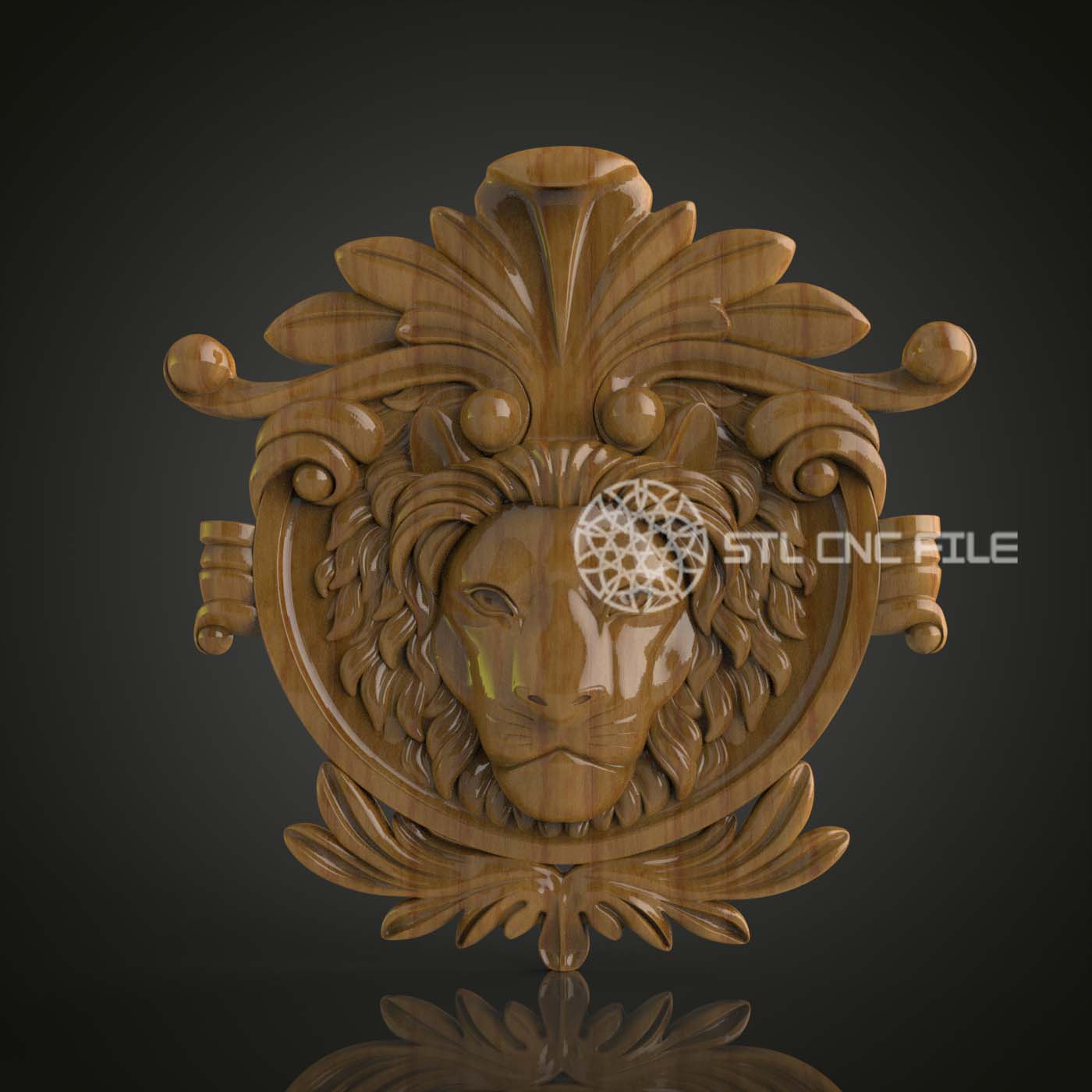 Heraldic Lion Crest 3D STL Model, Perfect for CNC Engraving, Artcam & Aspire, Wood Art for Sophisticated Wall Decor