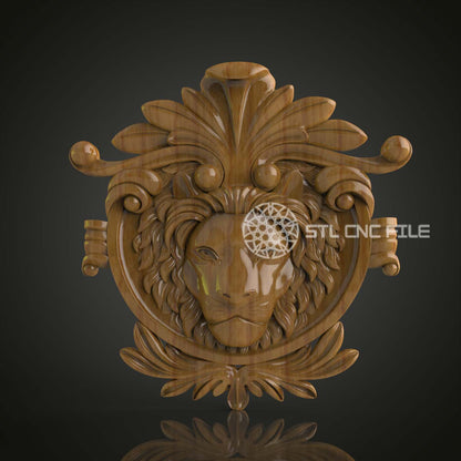 Heraldic Lion Crest 3D STL Model, Perfect for CNC Engraving, Artcam & Aspire, Wood Art for Sophisticated Wall Decor