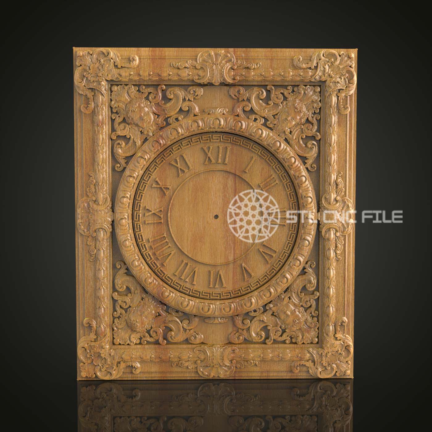 Horloge Baroque STL pour CNC, Cadran Ornamental en Bois, Fichiers Artcam Aspire, Sculpture Temps Classique, Décor Mural Artistique, Élégance Ancienne CNC