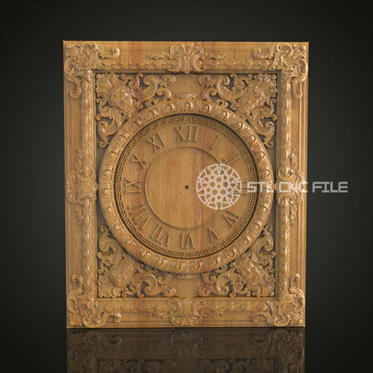 Horloge Baroque STL pour CNC, Cadran Ornamental en Bois, Fichiers Artcam Aspire, Sculpture Temps Classique, Décor Mural Artistique, Élégance Ancienne CNC