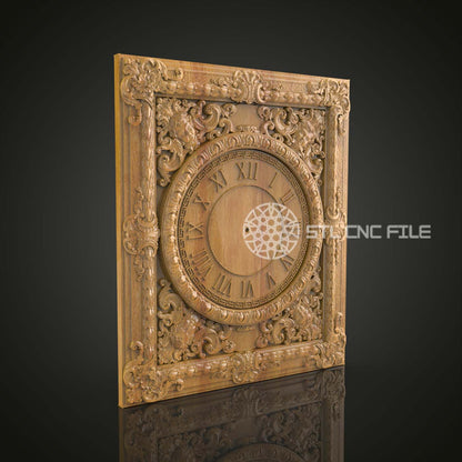 Horloge Baroque STL pour CNC, Cadran Ornamental en Bois, Fichiers Artcam Aspire, Sculpture Temps Classique, Décor Mural Artistique, Élégance Ancienne CNC