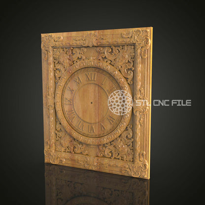 Horloge Baroque STL pour CNC, Cadran Ornamental en Bois, Fichiers Artcam Aspire, Sculpture Temps Classique, Décor Mural Artistique, Élégance Ancienne CNC