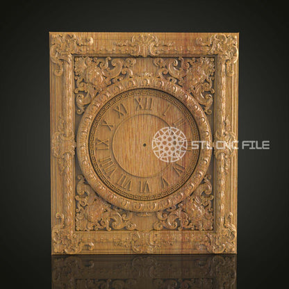 Horloge Ornée STL pour CNC, Design Baroque en Bois, Modèle Artcam Aspire, Art Mural Vintage, Fichiers Gravure Élégante, Décoration Temps Antique CNC